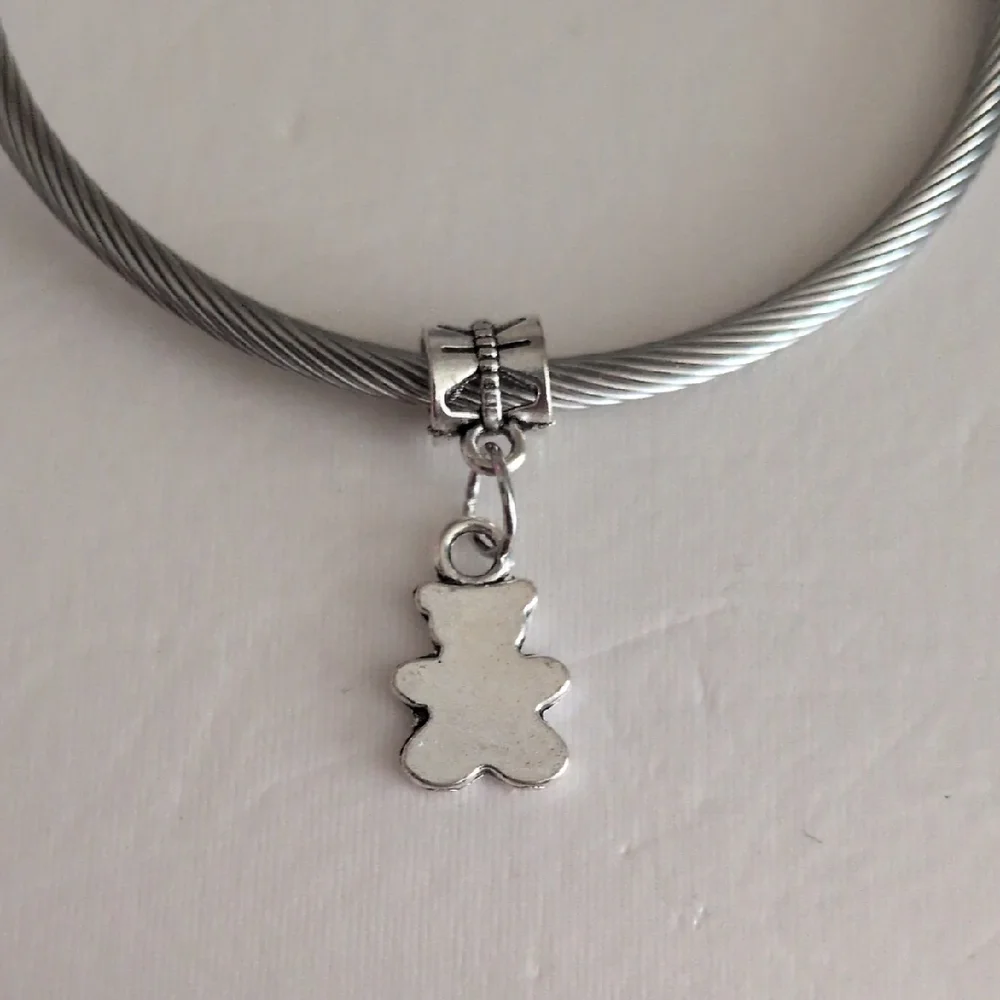 Silver Bear Dangle Charm for Pandora Style Bracelet